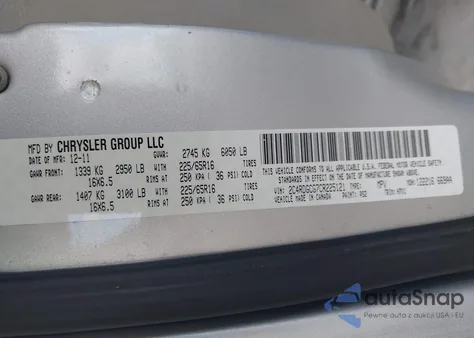 2012 Dodge Grand Caravan Sxt from USA, damaged, VIN 2C4RDGCG7CR225121